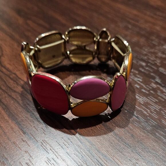 Eclectic Funky Colorful Enamel Statement Stretch Bracelet from Estate Sale - Picture 8 of 8